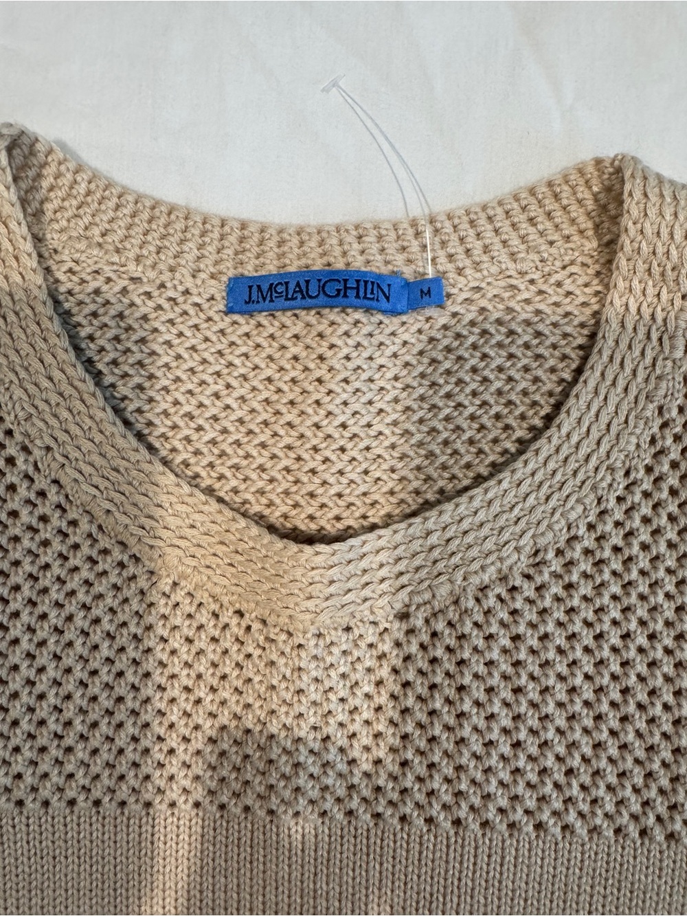J. McLaughlin Beige Mesh Knit Sleeveless Sweater Top - Picture 3 of 4